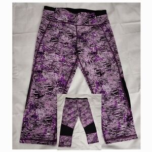 Calvin Kline Performance Quick Dry Legging Capri Women's Large Purple Black Mesh